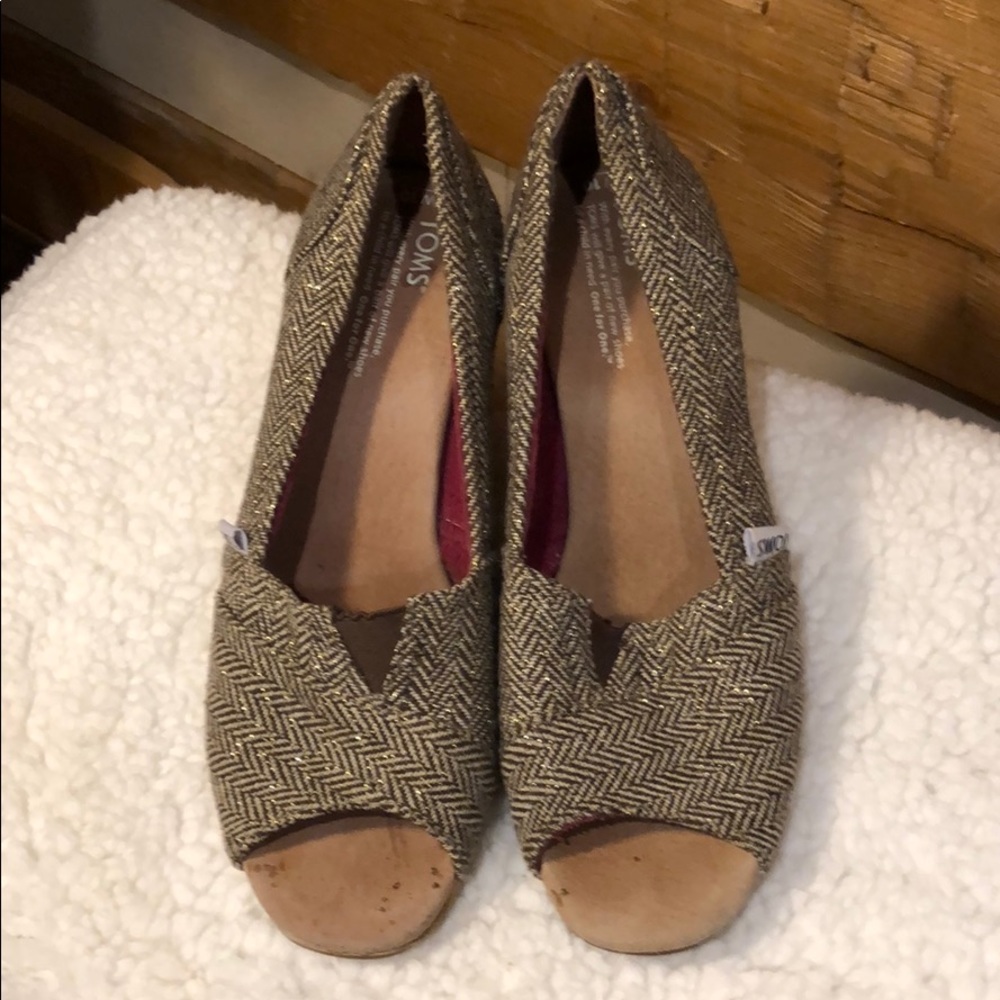 Toms Classic Tweed Espadrille Wedge Sandal 10W